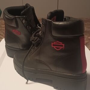 Harley-Davidson Women's Black Boots with Red Accents. New Without Tags.
